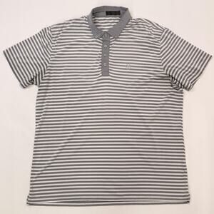 G/Fore Polo Shirt Mens XL Gray Striped Performance Golf Lightweight Jersey